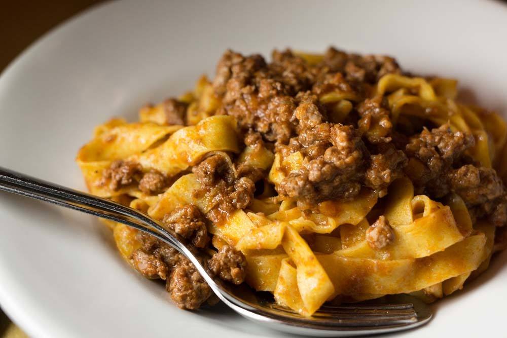 Bolognese sauce is to be eaten with tagliatelle pasta in Bologna