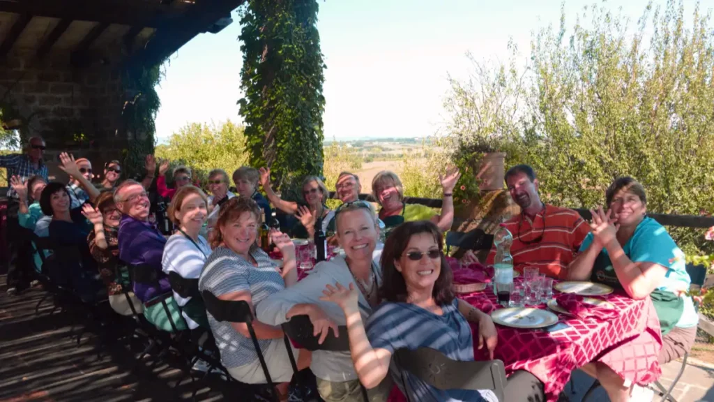 Lunch with a group at villa Eddarella in Soriano nel cimino